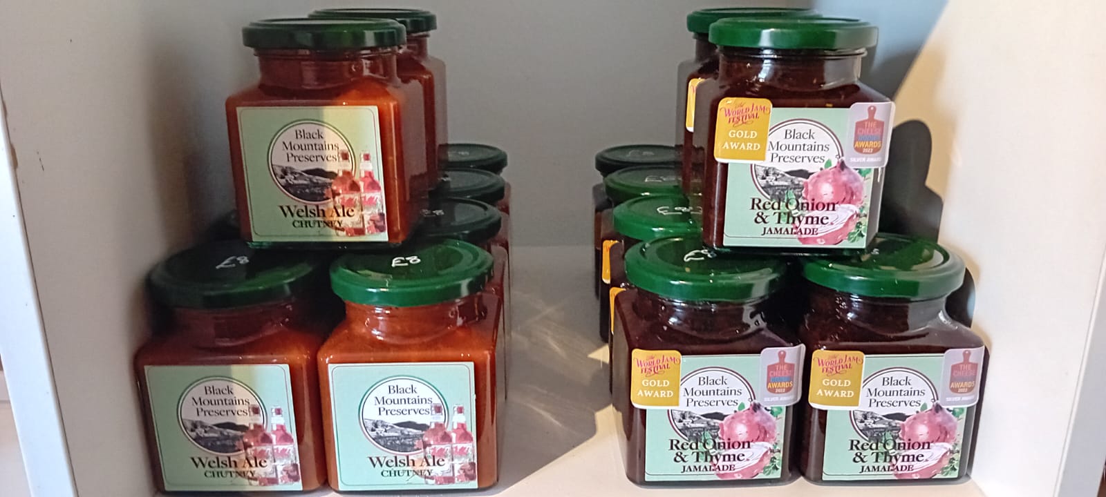 Black Mountains Preserves chutneys on the shop shelf